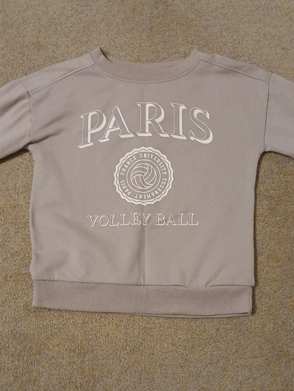 Paris Volleyball Graphic Kids Sweatshirt - Light Taupe